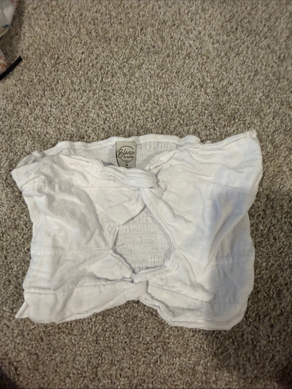 Breezy Essentials White Strapless Crop Top by Bluen